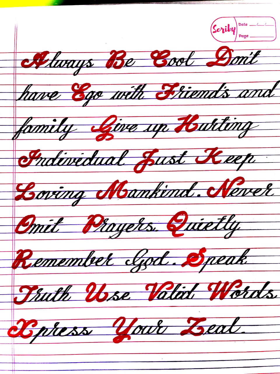 Beautiful handwriting